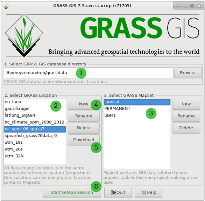 GRASS Startup Screen